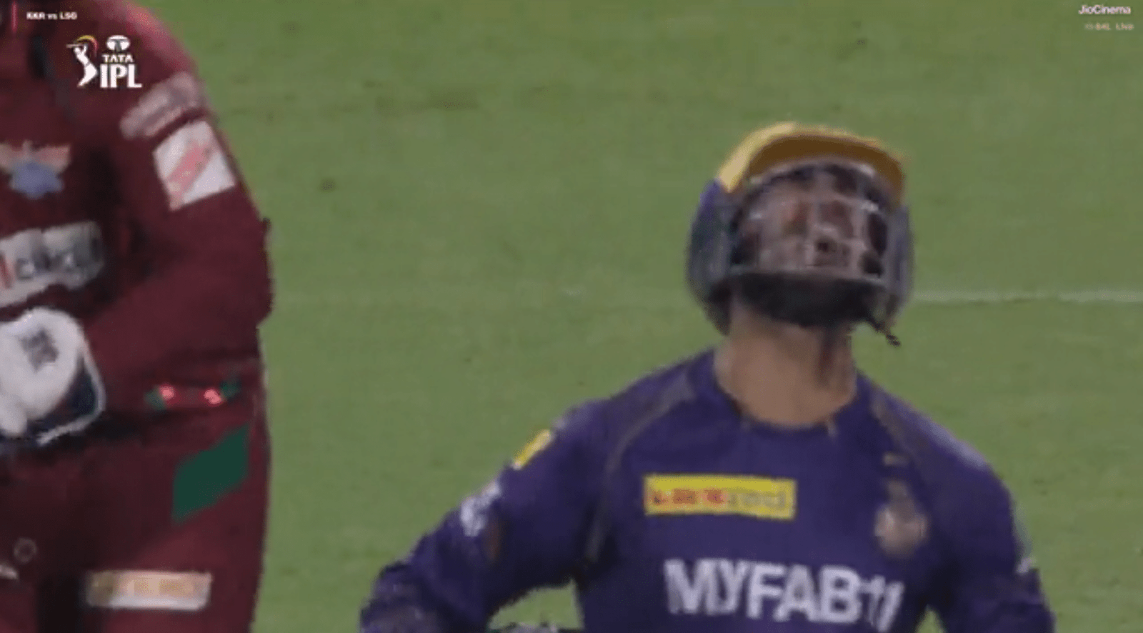 Venkatesh Iyer writhing in pain after sustaining a back injury in KKR vs LSG match